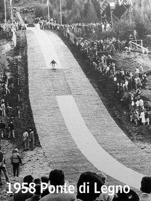 Prima pista di atterraggio per salto con gli sci costruita da SIT Tecnospazzole nel 1958 a Ponte di Legno